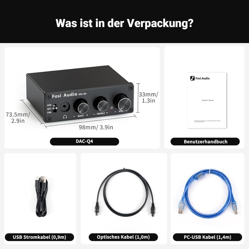 Fosi Audio Q4 192 kHz USB DAC fejhallgató erősítő PS5/PC/MAC-hez