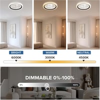NACATIN Fekete Mennyezeti Ventilátor LED Világítással - Távirányítós Akril Lámpa Fokozatmentes Fényerő és Sebesség Szabályozással Hálószobáb 3