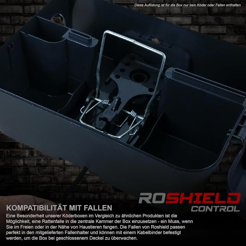 Roshield Pro Box 4 Egér- és Patkánycsapda Szett - Kültéri és Beltéri Rágcsálóirtó Dobozok, Fekete, 4 db