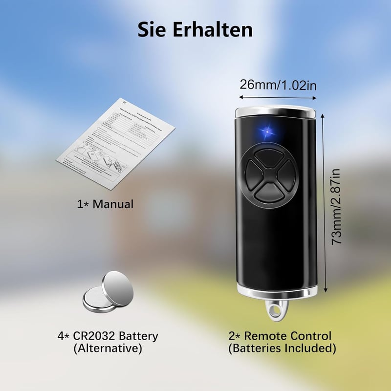 Effdrdfs 868.3 MHz Garázskapu Távirányító - 4 Csatornás Univerzális Nyitó Kék LED-del - HSE2, HSE4, HS4, HS1, HSP4 Modellekkel Kompatibilis