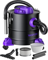 VANPORE 20L Hamuporszívó Kandallóhoz - 1200W Nagy Szívóerő, Görgős Talppal, Kandalló, Pellet Grill, Sütő és Tűzrakóhely Tisztításához (Lila) 1