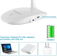 URAQT LED Asztali Lámpa 360° Forgatható 3 Fényerőszinttel - 1200 mAh Akkumulátoros Érintésvezérelt USB Olvasólámpa 6