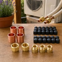 Set za montažu klima uređaja: 7x bakreni čep, 4x spojnica 20mm + 40x gumeni zaštitni čep 1