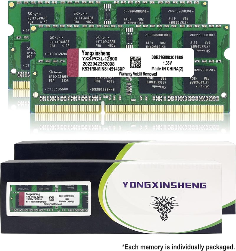 Yongxinsheng DDR3 16GB (2x8GB) Laptop RAM 1600MHz SODIMM Memória Kék
