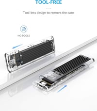 ORICO M.2 NVMe SSD külső ház, 10Gbps USB-C, átlátszó, 2230/2242/2260/2280 méretekhez 6
