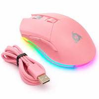 Mouse de gaming wireless KLIM Blaze, roz, 6000 DPI, reîncărcabil, utilizabil cu și fără cablu – fără stick (stare: vezi a doua imagine) 1