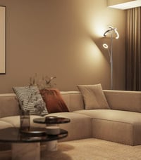 ANTENLICHT 2 az 1-ben Dimmelhető LED Állólámpa, Ezüst, 20W+7W Olvasólámpával, Távirányítós, 4 Színhőmérséklettel, 350° Forgatható, Nappali é 2