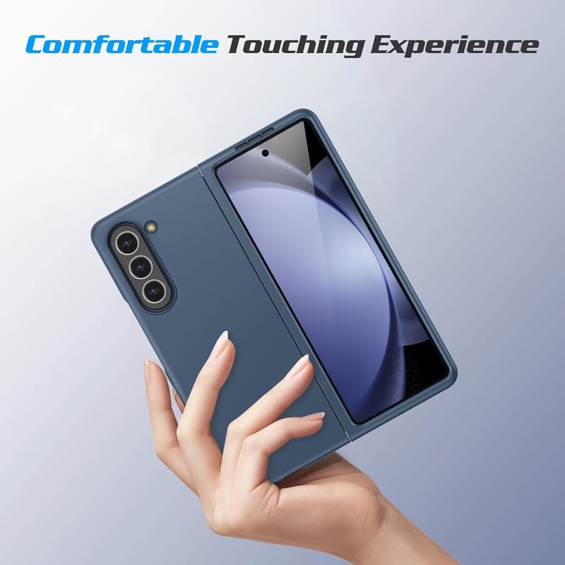 Doeshine Samsung Galaxy Z Fold 5 Tok Edzett Üveg Előlapi Képernyővédővel - Ultravékony PC Karcálló Védőtok, Ütésálló Mobiltelefon Tok, Kék