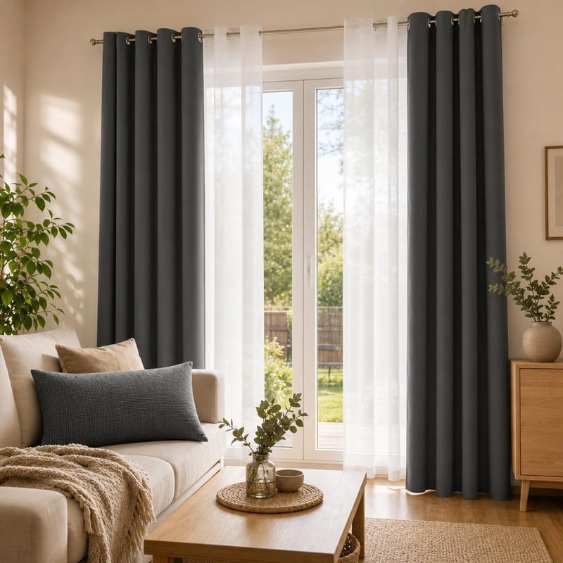 Záclonový set: 1× termozáves + 2× voile záclona + 1× ľanová obliečka na vankúš