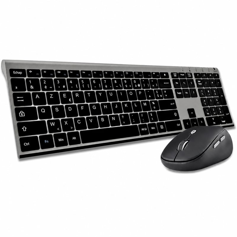 Bežični set tipkovnice i miša Bluestork Graphic Smart Dongle, crni, prodaje se bez USB sticka (stanje: vidi 2. sliku)