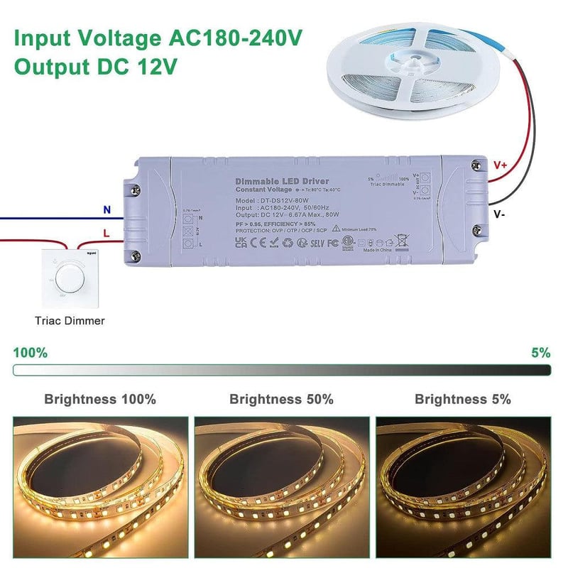 REYLAX 12V 80W Dimmelhető LED Tápegység Transzformátor