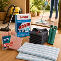 Pachet curățenie: 20 saci aspirator + mop + 2 mânere + 30 bureți + 6 lavete + perie WC + 12 perechi mănuși 1