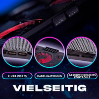 KLIM Cyclone Laptop Hűtő és Állvány - 5 Ventilátoros Hűtőpad Túlmelegedés Ellen - Kompatibilis PC, PS4, Xbox One Készülékekkel - Piros - red 4