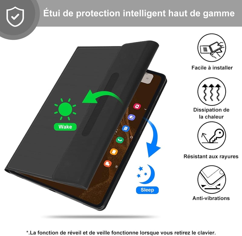 FOGARI Háttérvilágítású Bluetooth Billentyűzet Samsung Galaxy Tab S8 Ultra 14.6" Tablethez - Fekete AZERTY Kiosztás, Automatikus Alvó Funkci