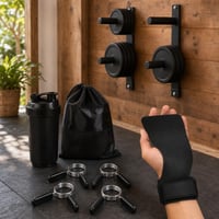 Fitness set Iron Commando: rukavice + shaker 500ml + 4x pružinová svorka + 2x držiak na kotúče 1