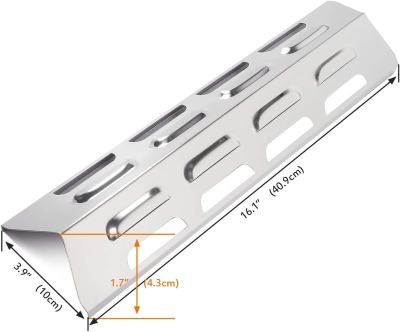 LOKHING 92071 Rozsdamentes Acél Hővédő Lap Gázgrillhez 41x10 cm - Kompatibilis BBQ Grill Chef, Landmann, Enders, Taino, ProfiCook, Campingaz
