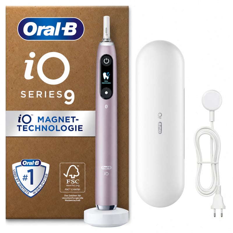 Periuță de dinți electrică Oral-B iO Series 9 Plus Edition, Roz, 7 moduri de curățare — fără capete de schimb și fără cablu de încărcare (stare: vezi a 2-a imagine)