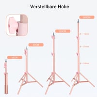 Koolehaoda 160cm Rózsaszín Állvány Gömbfejjel és Telefontartóval - Hordozható Világítóállvány Videózáshoz, Élő Közvetítéshez, 10kg Teherbírá 2