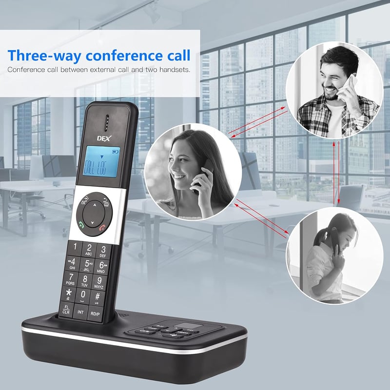 Bisofice D1002 Vezeték Nélküli Telefon 3 Kézibeszélővel - Üzenetrögzítő, Hívóazonosító, 1,6" LCD Kijelző, 16 Nyelv, Otthoni és Irodai Haszná