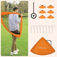 SONGMICS Gyerek Focihálószett 2db - Hordozható, Összecsukható Kapu Kertbe, Parkba, Strandra - Üvegszálas Váz, Narancssárga, 120x90x90 cm 7