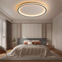 MOONSEA Fekete LED Mennyezeti Lámpa 41,5 cm - Távirányítós, Fényerőszabályozható, 28W, 3000K-6000K Állítható Színhőmérséklet, Hálószobába, K 1