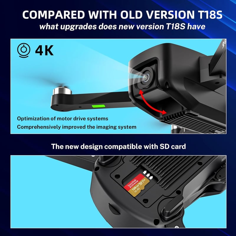 TEEROK T18S GPS Drón 4K Kamerával, 5G Átvitel, 500m Hatótáv, Automatikus Visszatérés, Követés Funkcióval, Kefe Nélküli Motor, 2 Akkumulátor,
