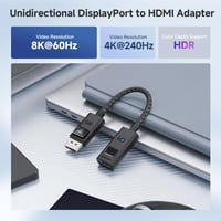 Cable Matters DisplayPort HDMI Adapter 8K 60Hz / 4K 120Hz - Egyirányú DP 1.4 HDMI Átalakító RTX 3080/3090 és RX 6800/6900 Kártyákhoz - Feket 2