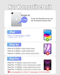 Nuflaz Mágneses Billentyűzet Tok iPad 10. Generációhoz (10.9") és iPad 11" - RGB Háttérvilágítás, Érintőpad, Toll Tartó, Szürke 2