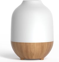SALUBRITO Aroma Diffúzor 100ml - Ultrahangos Illóolaj Párologtató Fehér Fa Mintázattal, Automata Kikapcsolással, Színes LED Világítással Ott 1