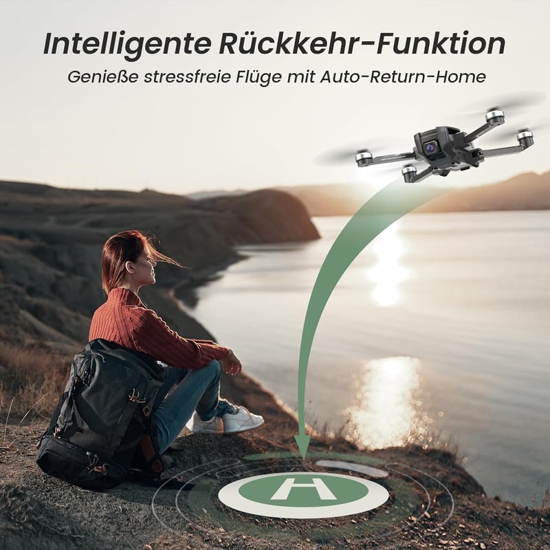 Holy Stone HS720E GPS Drón 4K EIS UHD Kamerával, Távirányítós Quadcopter 2 Akkumulátorral, Követés Funkcióval, 5G WiFi, Kefementes Motor, Ke