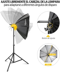 Potaeco Stúdió Világítás Szett 2db Oktogon Softbox LED 150W Távirányítóval Állítható Állvánnyal Fotózáshoz Videózáshoz 8
