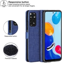Xiaomi Redmi Note 11 Mágneses Vászon Pénztárcatok - Sötétkék 6