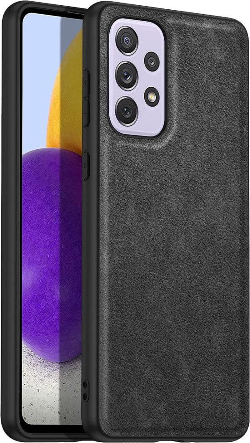 Samsung Galaxy A73 5G Vékony Fekete Bőrhatású Védőtok