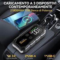 YUSMAN 5000A Hordozható Autó és Motor Bikázó - 21800mAh Akkumulátor Indító Minden Benzines és 10.0L Dízel Járműhöz, LED Lámpával, QC3.0 Tölt 4