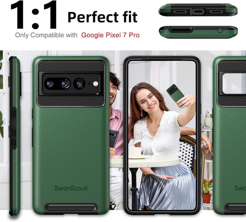 Google Pixel 7 Pro Zöld Védőtok - SwanScout Dupla Rétegű, Vezeték Nélküli Töltéssel