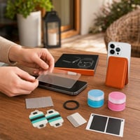 Paket za zaštitu i njegu iPhonea: zaštitna folija + MagSafe novčanik + 2x gel za čišćenje 1