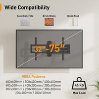 Perlegear TV Fali Tartó 32-75" LCD/LED/OLED Készülékekhez - 822 mm Hosszú Kar, 180° Forgatható, Sarokba Szerelhető, VESA 600x400mm, 45kg Teh 9