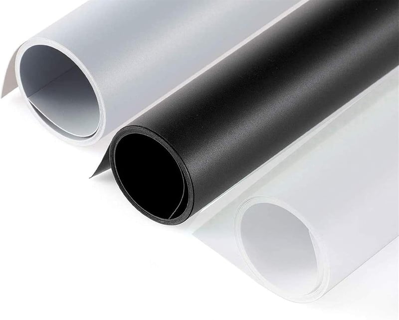 Selens PVC Fotó Háttér Szett 80x150 cm - Fekete, Fehér, Szürke Vízálló Matt Fotóháttér Szett - Stúdió Portré Termékfotózás 