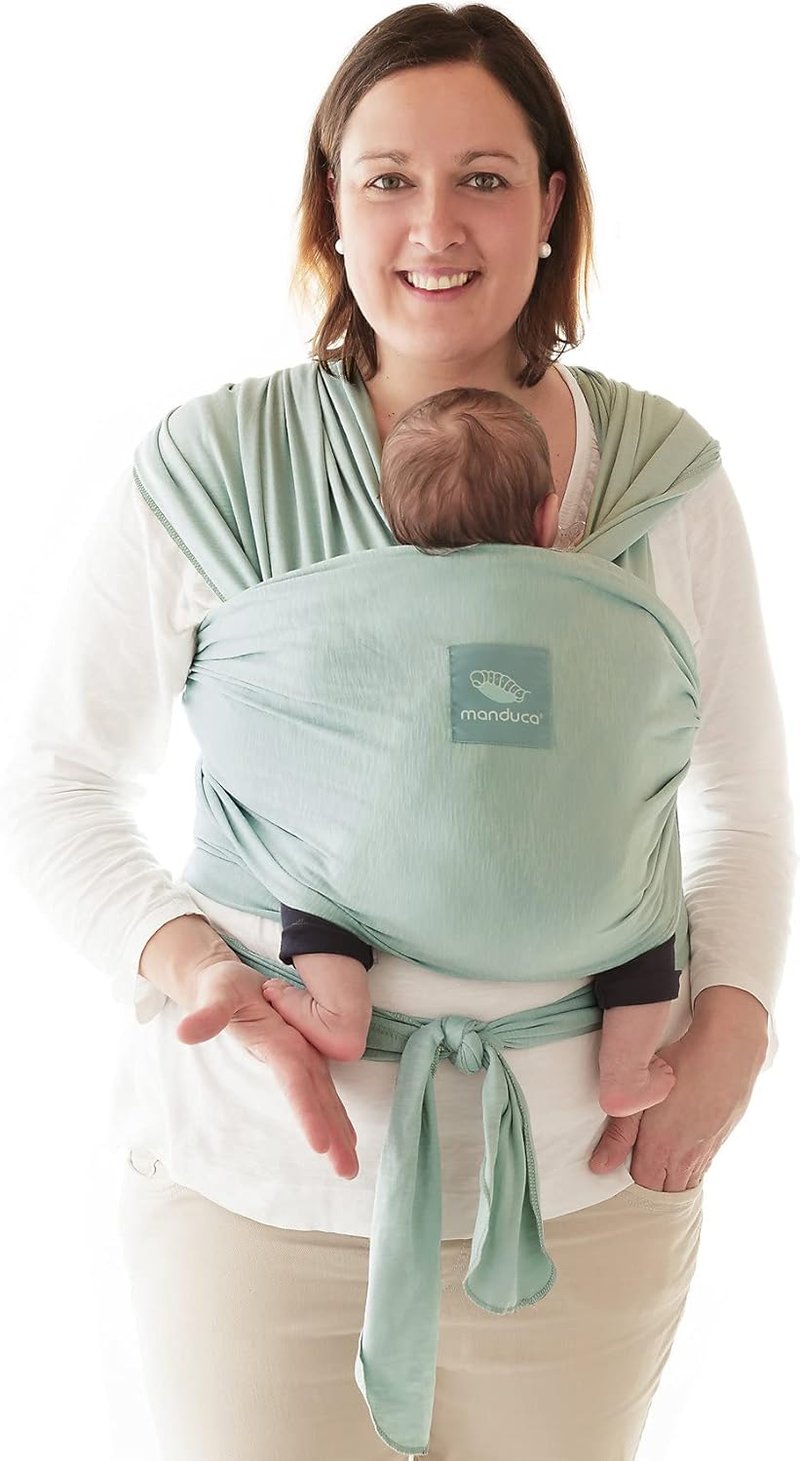 manduca Sling Rugalmas Babahordozó Kendő Újszülötteknek 3,5 kg-tól 15 kg-ig, Puha Bio Pamut Jersey Anyagból, Univerzális Méret, Menta Színbe
