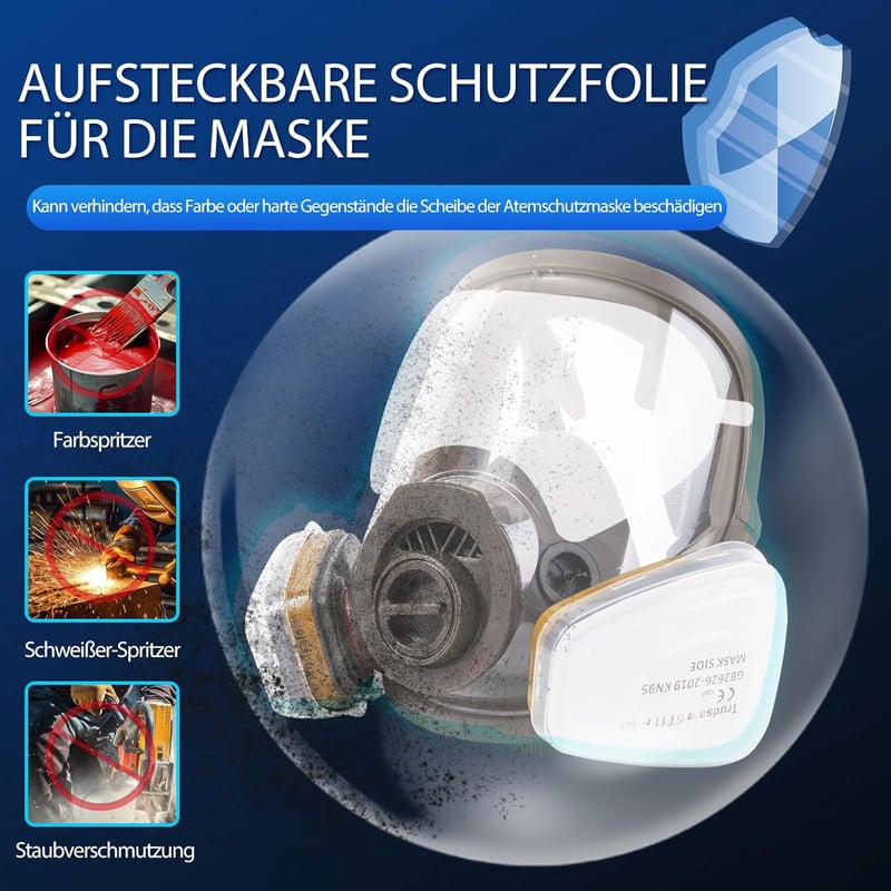 Trudsafe Teljes Arcvédő Maszk Szűrővel és Lencse Védelemmel Festéshez Gázok Ellen