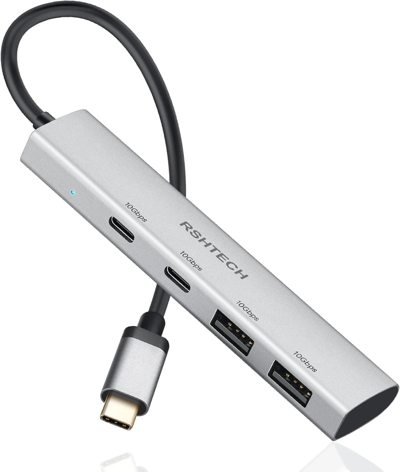 RSHTECH 10Gbps USB-C Hub: 4 portos, MacBook M2/M1 kompatibilis, ultravékony alumínium elosztó