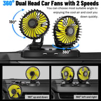 Coikes 12V-os dupla autós ventilátor, 360°-ban forgatható, 2 sebességes 2