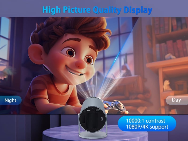 Alwtniet 4K Mini Projektor Automatikus Trapézkorrekció