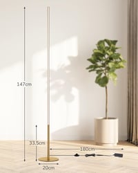 EDISHINE Set de 2 lampadare LED, Auriu, Lampă de colț minimalistă, 146 cm, Cu intensitate reglabilă, 3000K Alb Cald, Comutator de picior, Pentru living, Dormitor 5