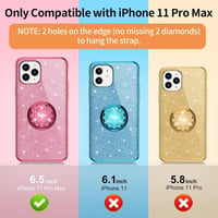 iPhone 11 Pro Max Rózsaszín Glitteres Gyűrűs Védőtok 2