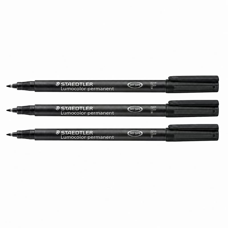 STAEDTLER Lumocolor 318 trajni marker crni, fini vrh 0,6 mm, Dry Safe, set od 3 komada