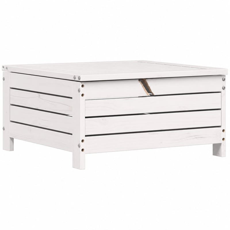 vidaXL tömör fenyőfa kerti lábtartó - fehér - 62x63,5x32 cm — hibás, alkatrésznek: törött elem (állapot: lásd a 2. képet)