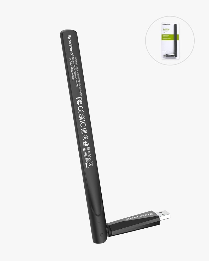 BrosTrend AC650 Linux USB WiFi adapter - Ubuntu, Raspberry Pi kompatibilis, 5GHz/2.4GHz, 5dBi antenna