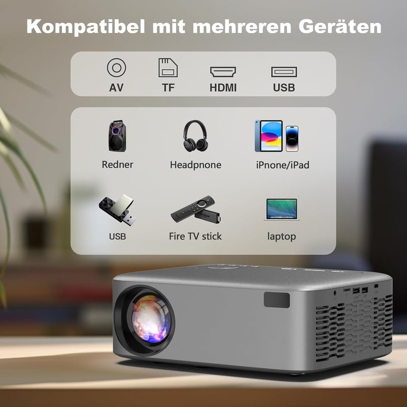 FRESHDEW Natív 1080P WiFi Projektor Bluetooth 5.2 Kapcsolattal - Elektromos Fókusz, 26000L LCD Házimozi Vetítő iOS/Android Kompatibilitással