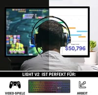 KLIM Light V2 Vezeték Nélküli Gamer Billentyűzet QWERTZ - Lapos, Ergonomikus, Vízálló, RGB Háttérvilágítás, PC/Mac/PS4/PS5 Kompatibilis, Hos 4